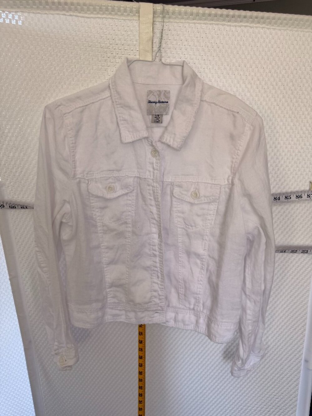 TOMMY BAHAMA WHITE LINEN JEAN JACKET STYLING JACKET SIZE L